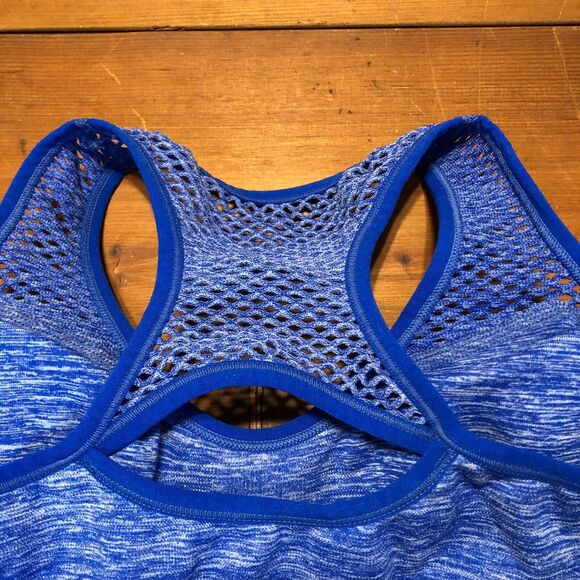 Bally XL Blue Heather Sports Bra Mesh Racerback Light Removeable Padding - Picture 3 of 7